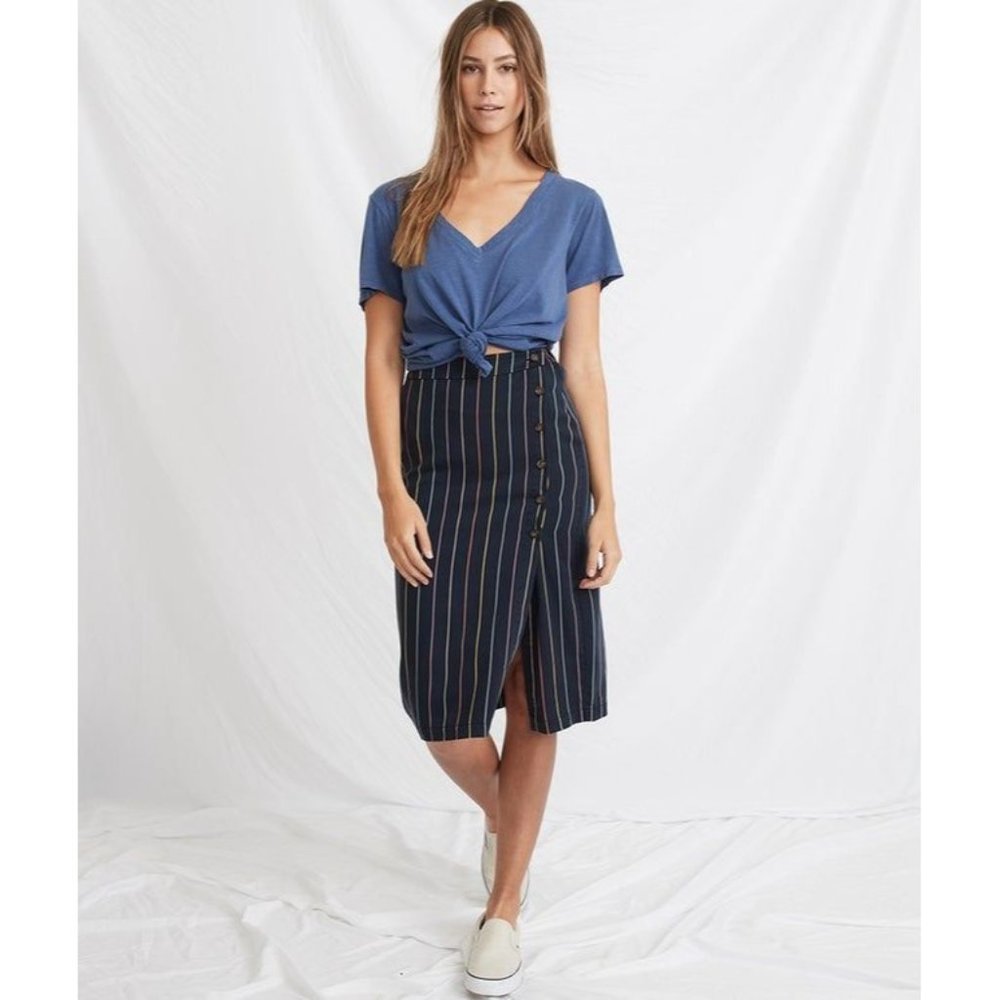 NWT Marine Layer Cecille Skirt in Navy Multi Stripe X-Small